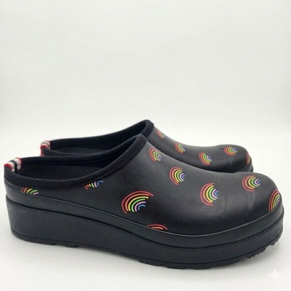 Hunter Shoes - Hunter Play Mini Rainbow Print Clogs Platform Slip On Shoes Womens 10